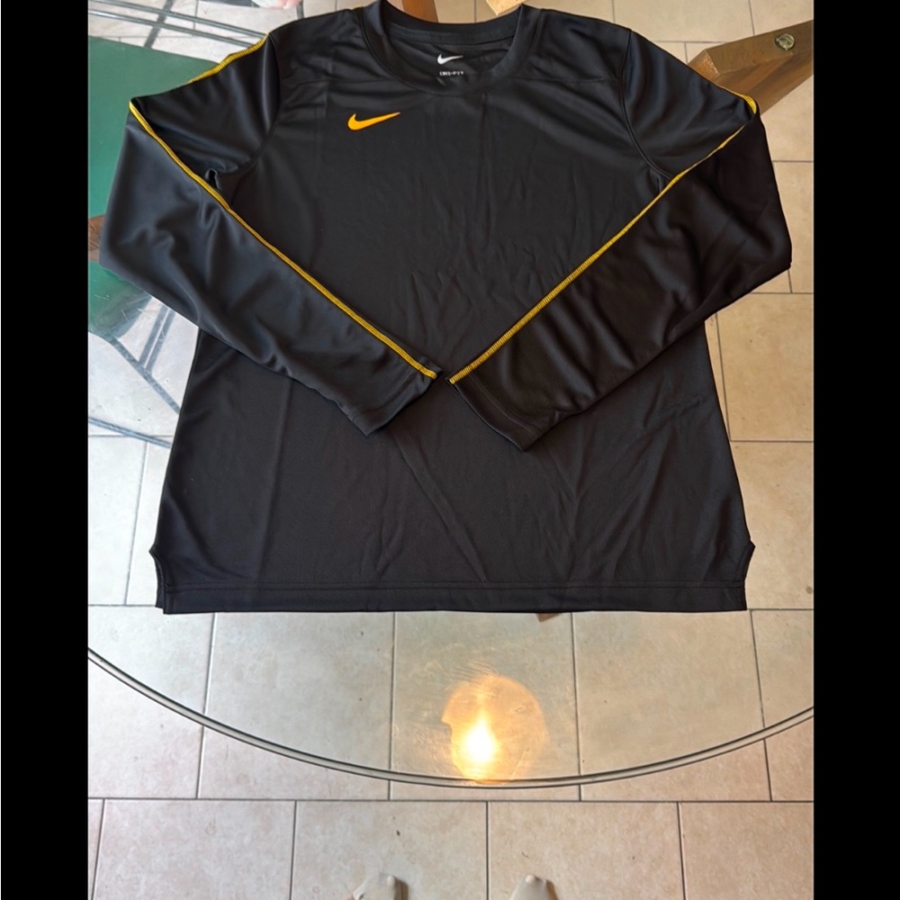 Nike Black Long Sleeve Shirt with golden yellow Accents